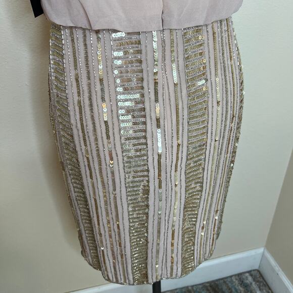 Aidan Mattox Rose Gold Short Sequin Evening Dress 4 - Picture 5 of 12